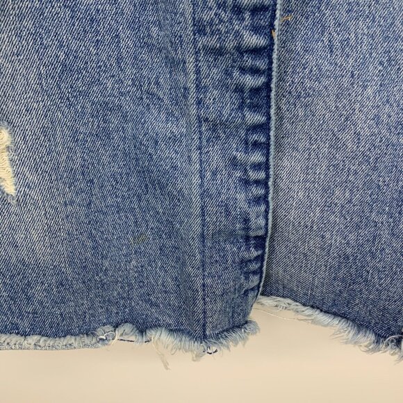 Zara Trench Coat Blue Distressed Denim Button Snap Fray Jacket - Picture 7 of 14